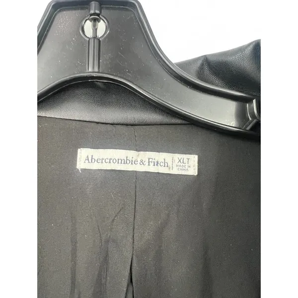 ABERCROMBIE & FITCH XL Blazer Dress Jacket Faux Leather Oversized Women's Black - Image 4