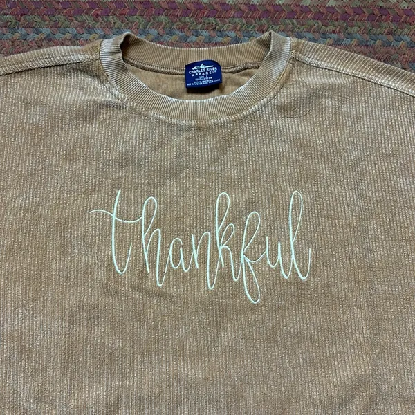 Charles River Apparel THANKFUL BROWN RIBBED PULLOVER SWEATSHIRT - Image 4