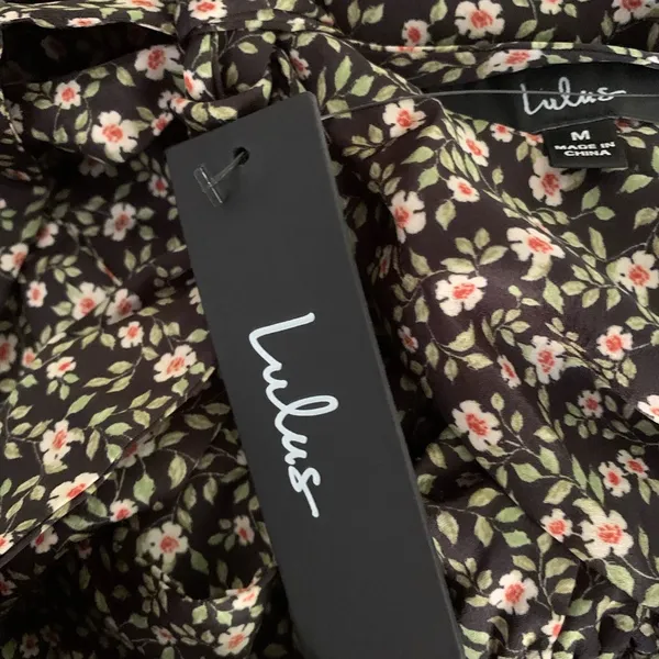 Lulu's Floral Tie Back Long‎ Sleeve Crop Top Size Medium - Image 6