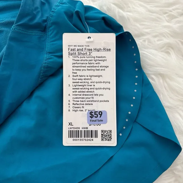Lululemon Fast and Free High Rise Classic Fit Split Short 3" Hawaiian Blue XL - Image 11