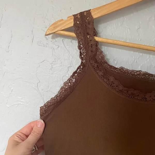 Brown‎ lace tank top y2kfashion Y2K basics capsule size Large - Image 3
