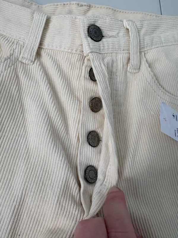 John Galt White Corduroy Straight Leg Jeans with‎ 5 Pockets Size Small Cream NWT - Image 11