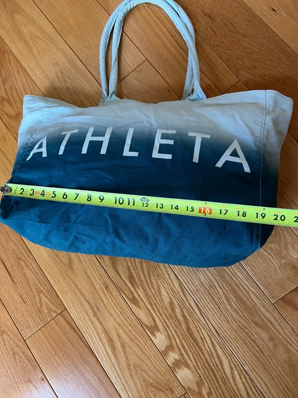 Athleta Ombre Teal Canvas Tote - Image 4