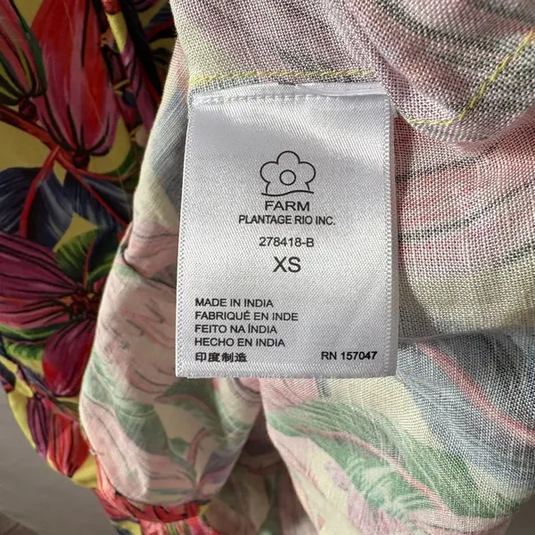 Farm Rio for Anthropologie Tropical Floral Smocked Linen Midi Dress XS - Image 12