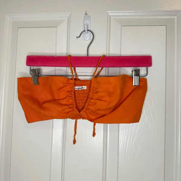 Reformation Citrus Orange 100% Linen Isabel 2 Piece Outfit Sz 4 Coastal Cruise - Image 2