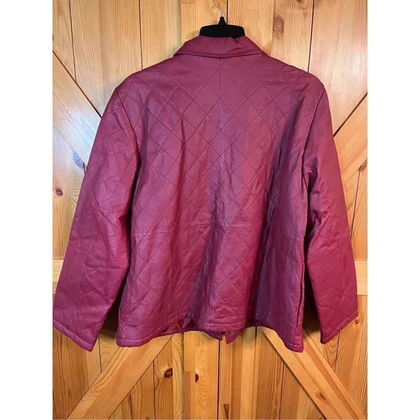 Dialogue Dark Red Leather Long Sleeve Jacket Size Large (2896) - Image 5