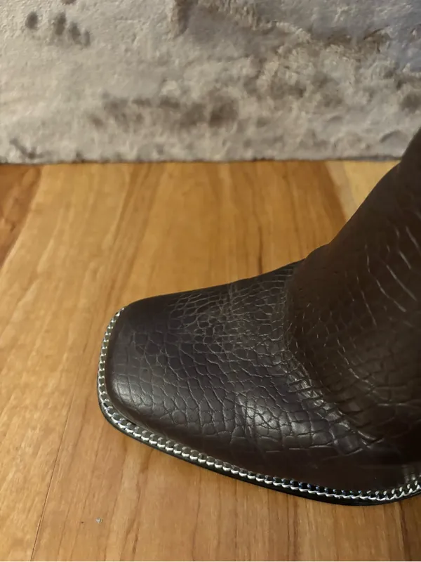 Aldo Dark Brown Faux-Croc Ankle Booties with Square Toe Women’s Size 8 - Image 10