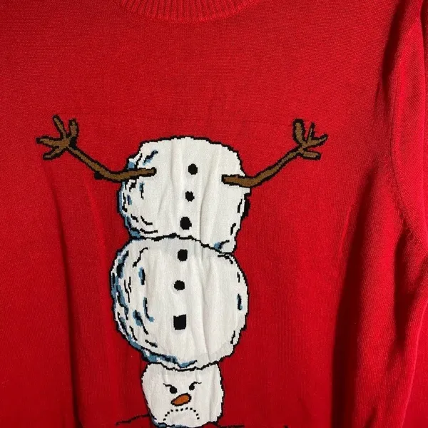 Snowman Christmas Sweater Red‎ Red Size L - Image 4