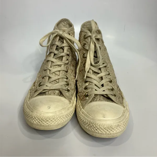 Converse all star Hi Parchment Hightop Sneakers cream sequin women’s size 9‎ - Image 3