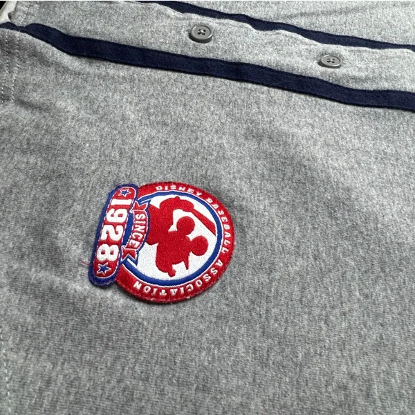 Disney Disneyland 55th Anniversary Mickey Mouse Baseball Jersey Gray Navy Small - Image 8