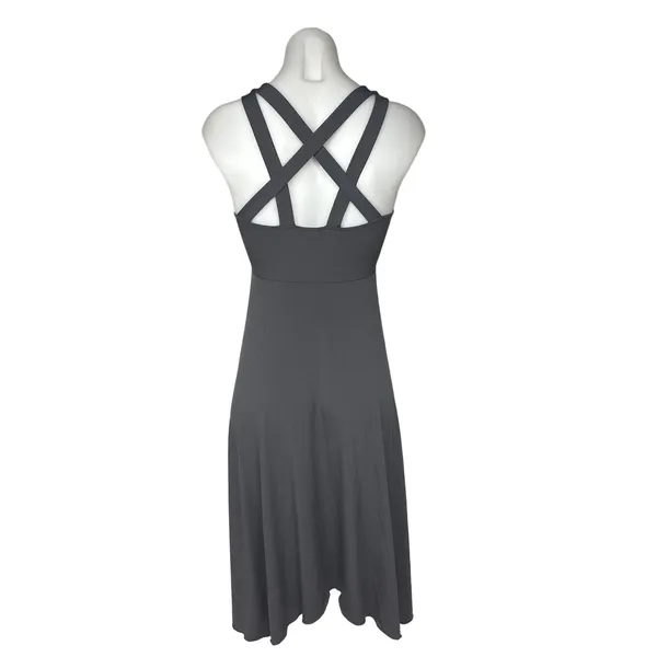 Moda International Gray Sleeveless Scoop Neck Crossback Fit & Flare Dress Size M - Image 3