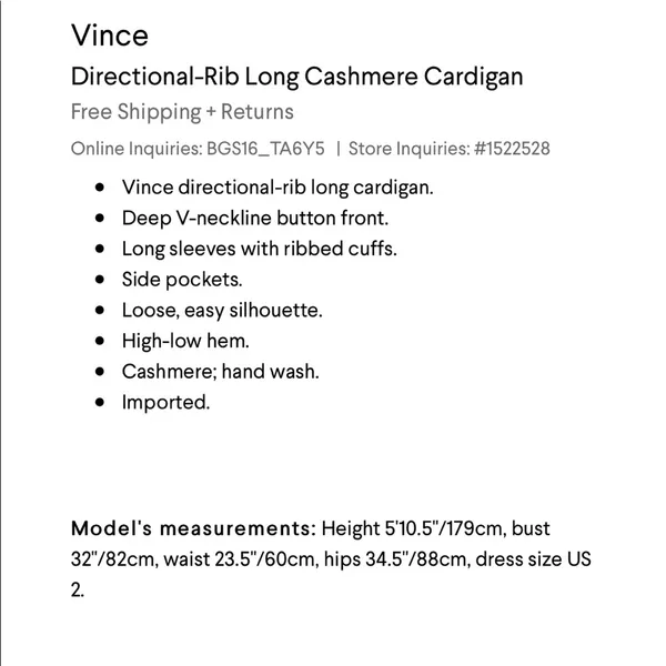 Vince 100% cashmere beautiful off white ribbed long cardigan - Image 16