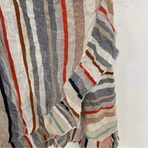 Free People Blue & Pink Vertical Striped Short Sleeve Wrap Dress Womens L Mini - Image 5