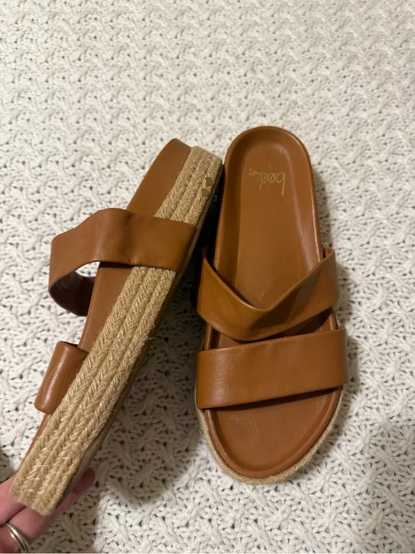 Beek Twinspot Platform Leather Sandals Tan Brown Women's Size 8 slides - Image 2