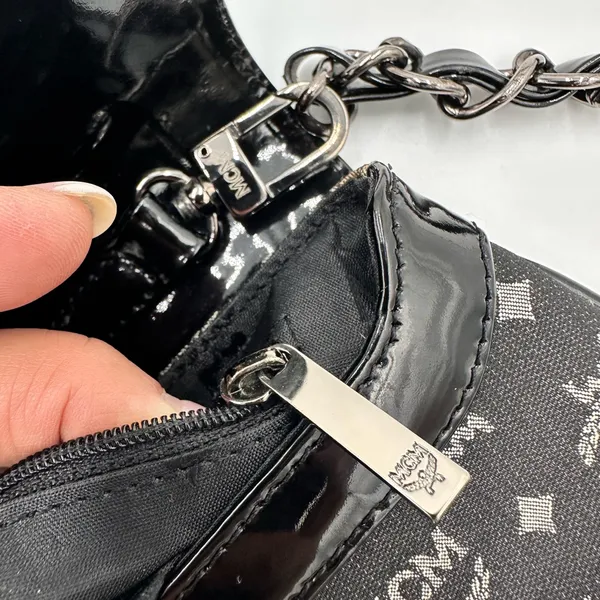 MCM Monogram Black and Gray Shoulder Bag - Image 7