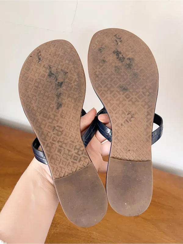 Tory Burch • Miller Sandal Rainbow / Royal Navy leather slide thong flip flop - Image 13