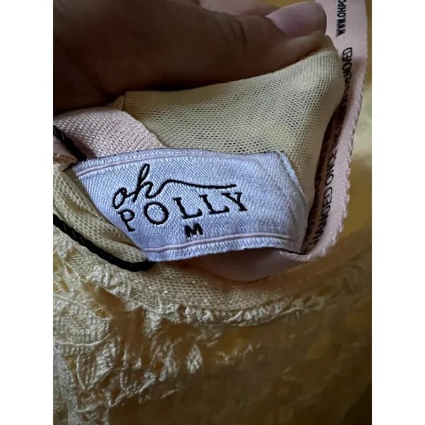 Oh Polly Isolde Premium Lace Long-Sleeve Maxi Dress in Butter Yellow Size M New - Image 7