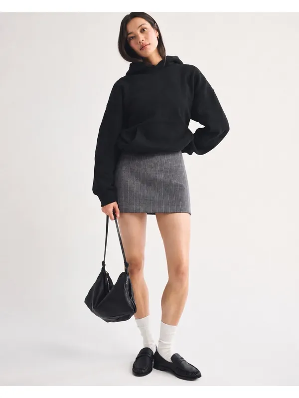 Abercrombie & Fitch Scarlett Mini Skort XS Gray Plaid High Rise Preppy - Image 2