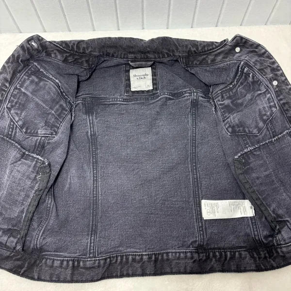 Abercrombie & Fitch Dark Gray Denim Jacket Size‎ XS - Image 9