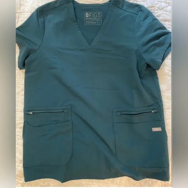 Figs Scrubs Accra‎ Rare Style Deep Green Scrub Top Size Small - Image 3