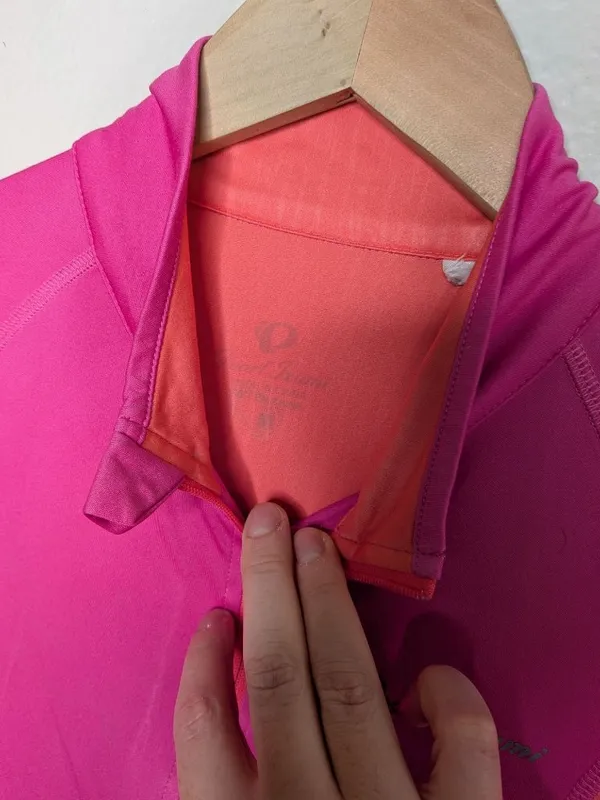 Pearl Izumi Womens Pink Orange Long Sleeve Quarter-Zip Cycling Top Size M - Image 5