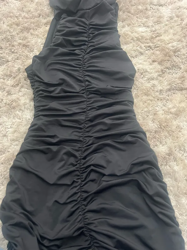 Oh Polly Black ruching dress - Image 9