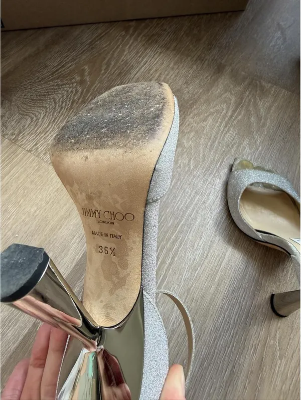 Jimmy Choo Reon 100 silver glitter heels - Image 5