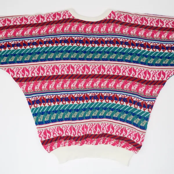 Vintage 90s Western Connection II Fair Isle Bubble Hem Short Sleeve Sweater - Image 4