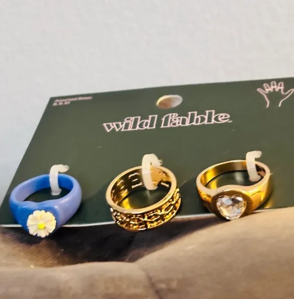 Wild Fable Heart and Flower Statement Band Ring 3pc set - Image 9