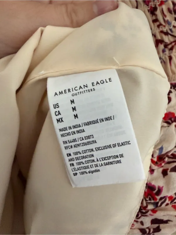 NWT American Eagle Bella Floral Bubble Mini Dress in Cream Size Medium - Image 8