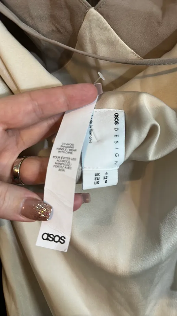 ASOS DESIGN color block satin midi dress with chiffon bodice detail in stone - Image 5