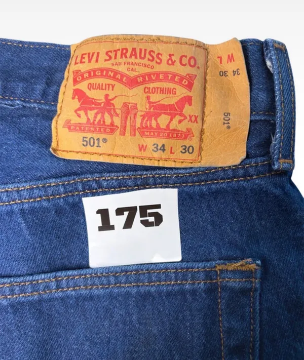 Levi's 501 Vintage 90s Button Fly Straight Leg Jeans | Dark Wash Cropped 34×27 - Image 4