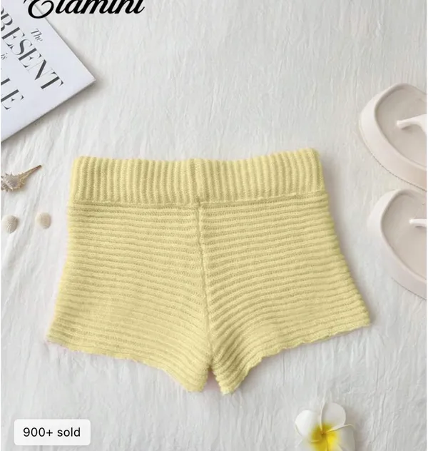 Shein crochet yellow mini shorts - Image 3