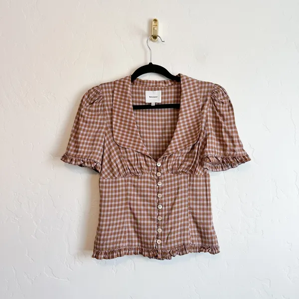Reformation | Olli Gingham Button Front Top in Audrie Check - Image 3