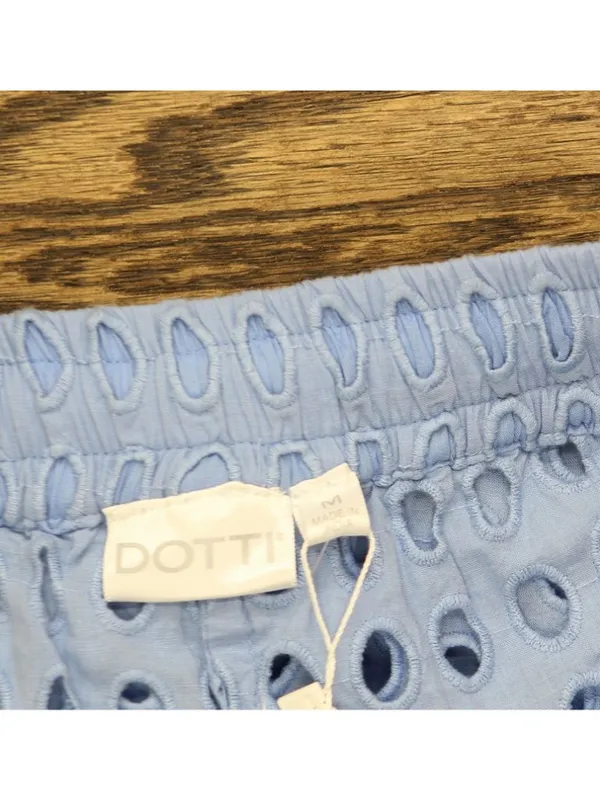NWT Dotti Womens Cotton Openwork Dot Drawstring-Waist Pants 85289 Light Blue M - Image 7