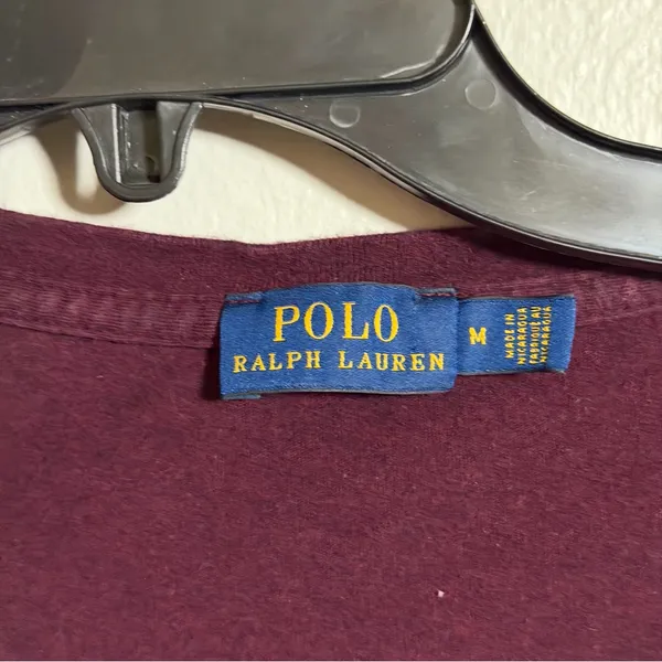 Polo by‎ Ralph Lauren Women's Burgundy V-Neck Top Minimalist size M - Image 4
