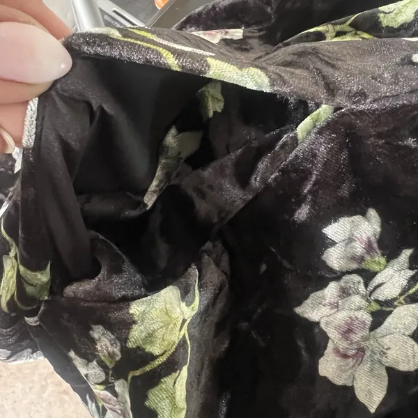 Hutch Velvet Floral Mini Dress Smocked Black Size Large Romantic Milkmaid - Image 14