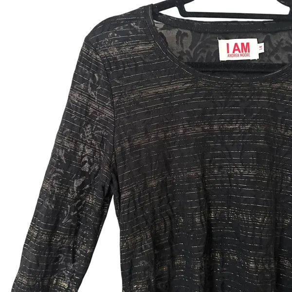 I AM ANDREA MOORE Lace Metallic Striped Top Sz‎ 14 (US 10) - Image 2