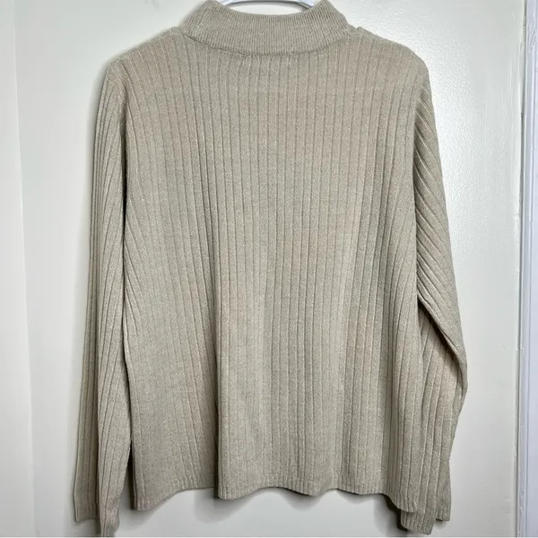 Vintage Mock Neck Sweater Women’s XL Soft Neutral Color Cable knit - Image 4