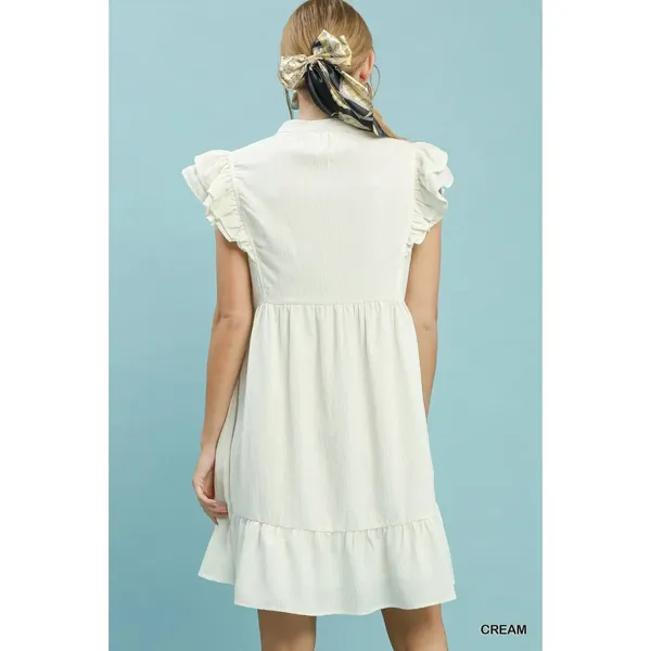 Umgee Ruffle Sleeve Babydoll Dress - Large - Image 3