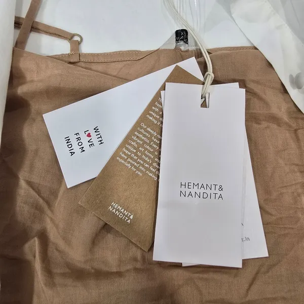 HEMANT AND NANDITA Lani Palm Mini Dress in White XS - Image 8