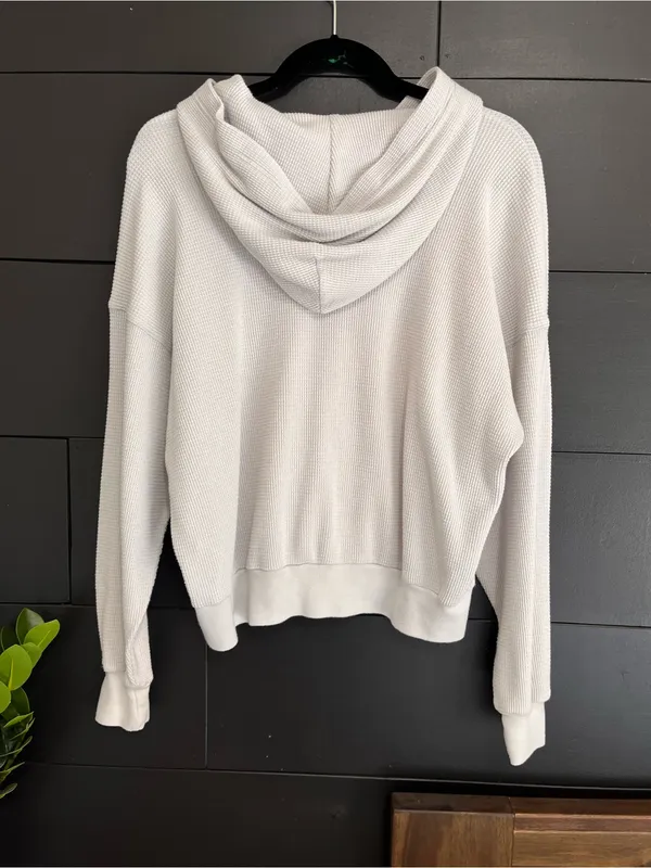 ARITZIA TNA Waffle Print Full Zip Hoodie Sweatshirt Women’s Sz 2 Oversized Sz 2 - Image 4
