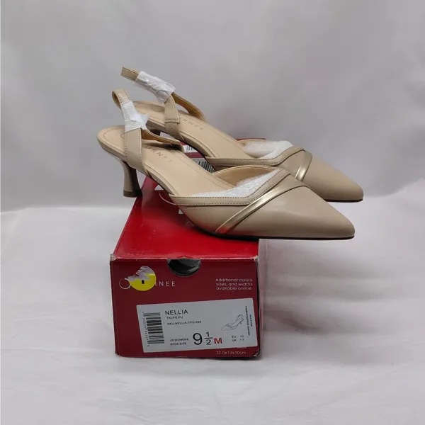 Journee Womens Heels 9.5 Taupe Slingback Kitten Heel Wedding Guest Party Pumps - Image 2