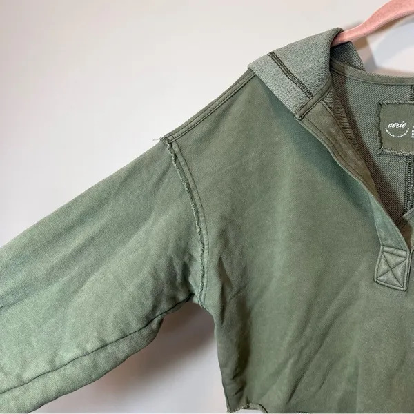 Aerie Women’s Green‎ V-Neck Hoodie XS - Image 4