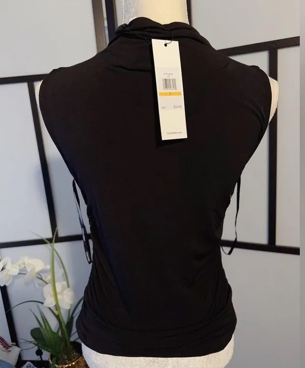 Calvin Klein sleeveless top tie black designer NWT - Image 3