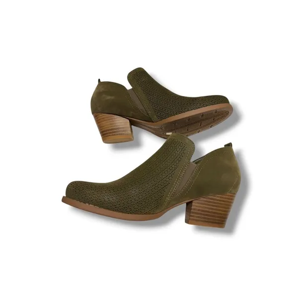 Baretraps Rianne Moss Green Perforated Ankle Booties‎ Block Heel BT27470 8M - Image 4