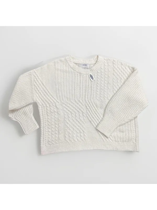 (RFB2) Old Navy Mixed Cable Knit Sweater XL NWT Cream White SoSoft Crewneck - Image 2