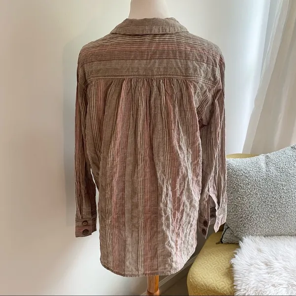 🌻Free People🌻 High Tide Pink Sands Striped Button Down Long Sleeve Shirt - Image 7