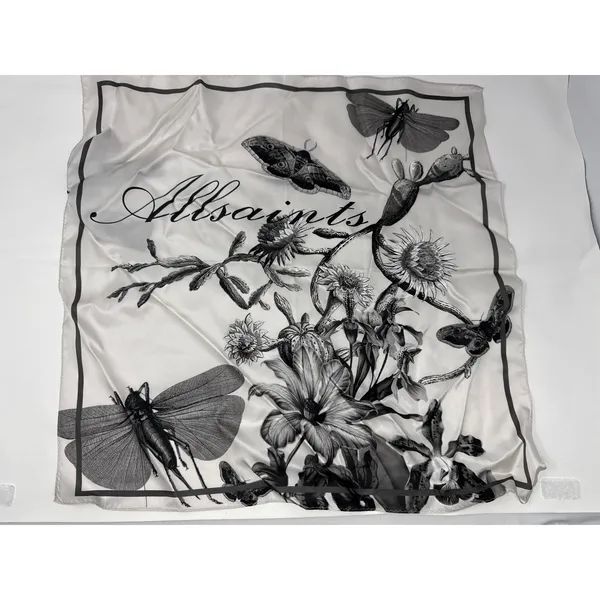 Brand New AllSaints Sanibal Placement Bandana 100% Silk Chalk White - Image 3
