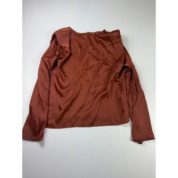 MNG Ruffle Long Sleeve‎ Blouse Elegant Top Copper Brown Size S - Image 5